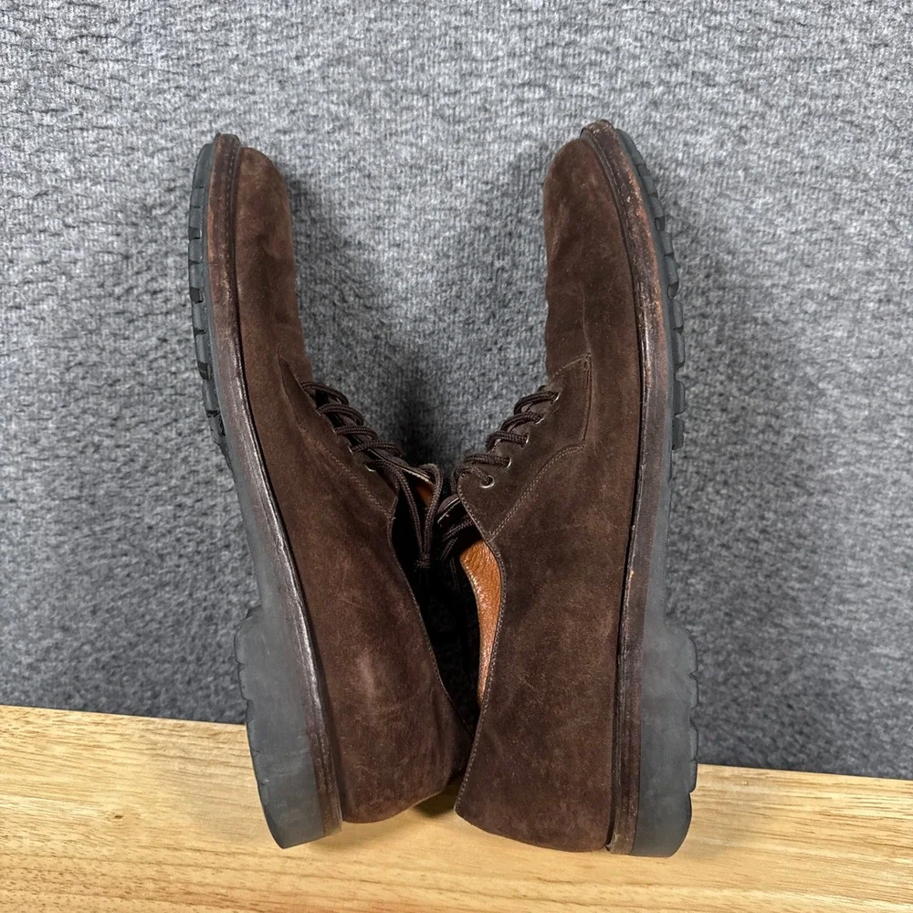 Salvatore Ferragamo Derby Shoes Mens 8.5 D Brown Suede Lug Sole